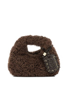 Ganni "Mini Hobo Faux Fur" Small Handbag - Brown