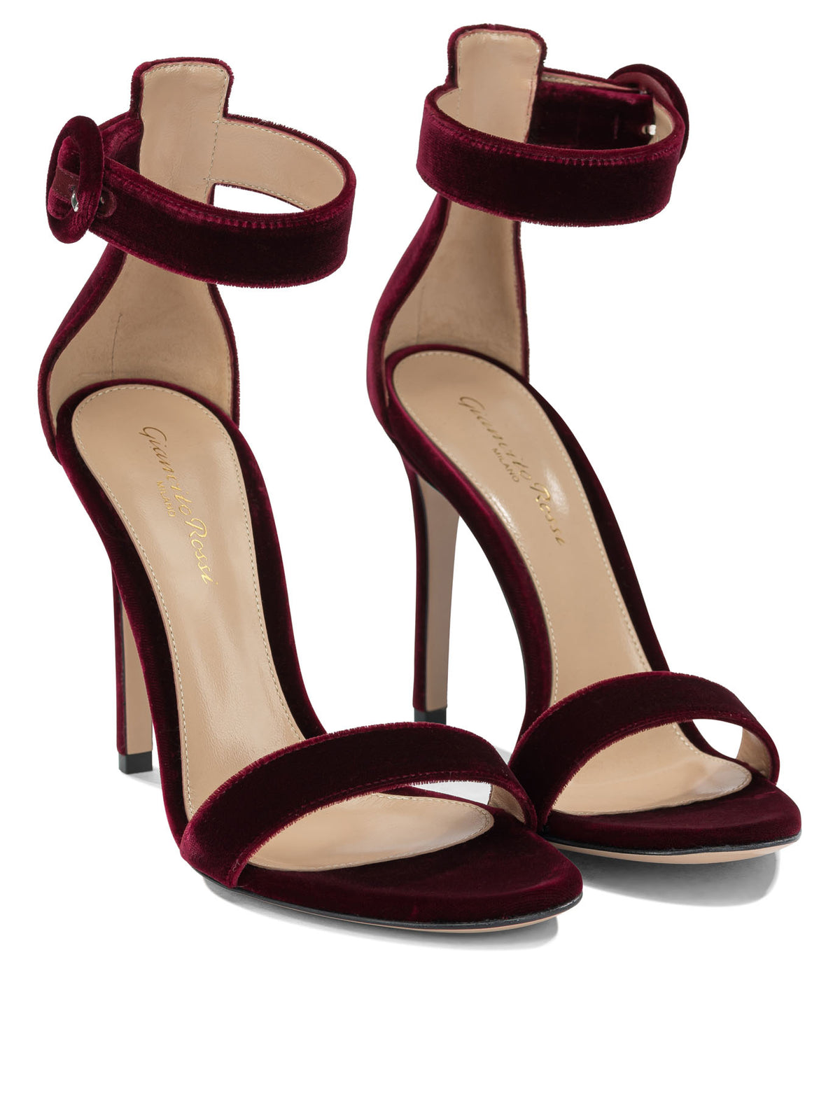 Gianvito Rossi "Portofino 105MM" Heeled Sandals - Burgundy