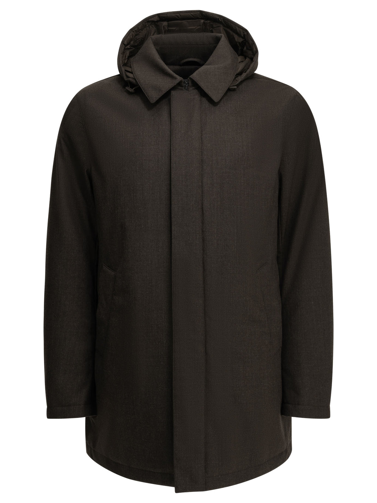 Herno Long flannel down jacket - Brown