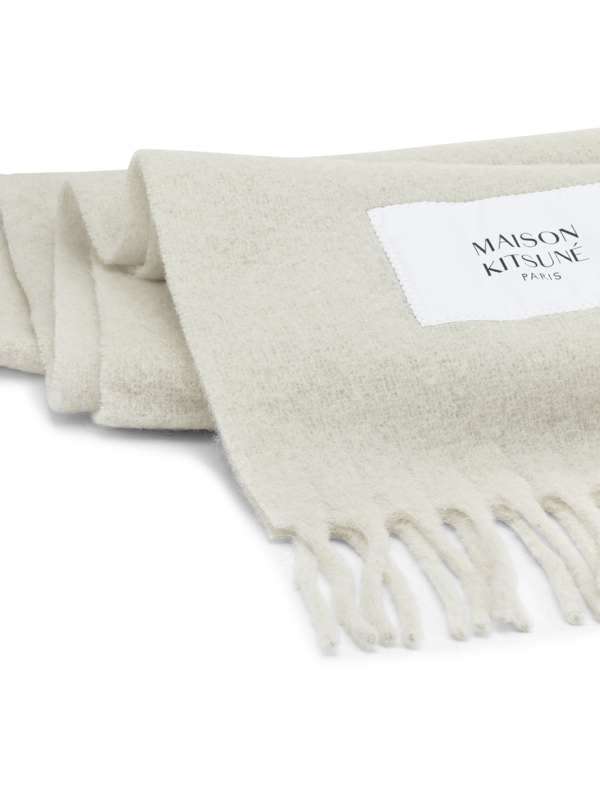 Maison Kitsuné Alpaca Fringed Scarf - Beige