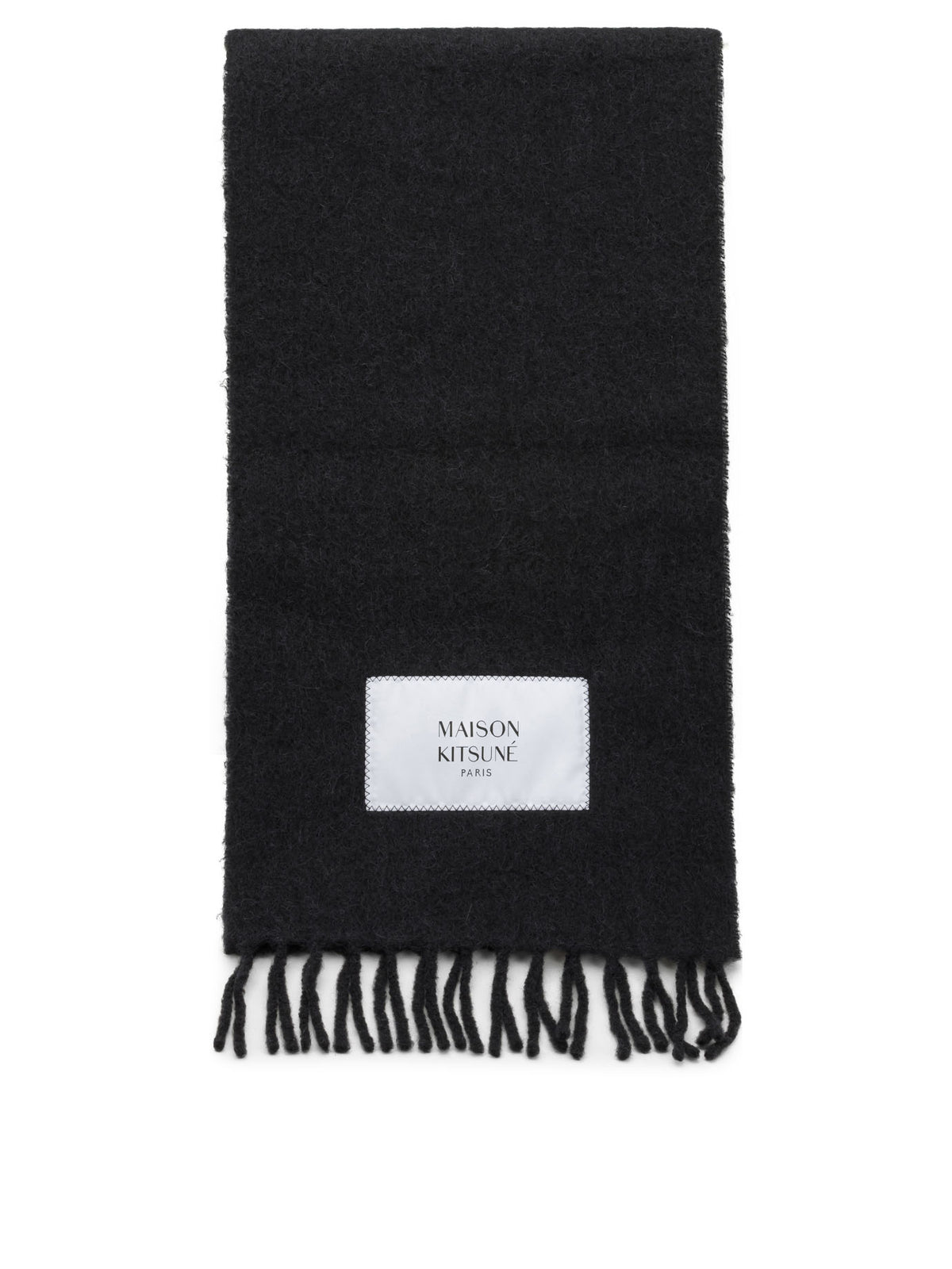 Maison Kitsuné Alpaca Fringed Scarf - Black