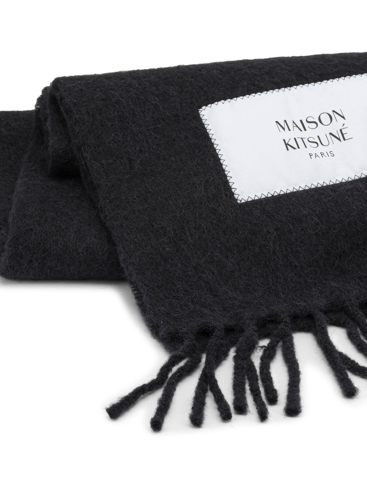Maison Kitsuné Alpaca Fringed Scarf - Black