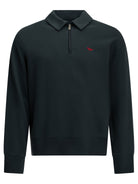 Maison Kitsuné "Profile Fox" Polo-Collar Sweatshirt - Blue