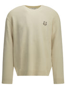 Maison Kitsuné "Fox Head Milano" Crew-Neck Sweater - White