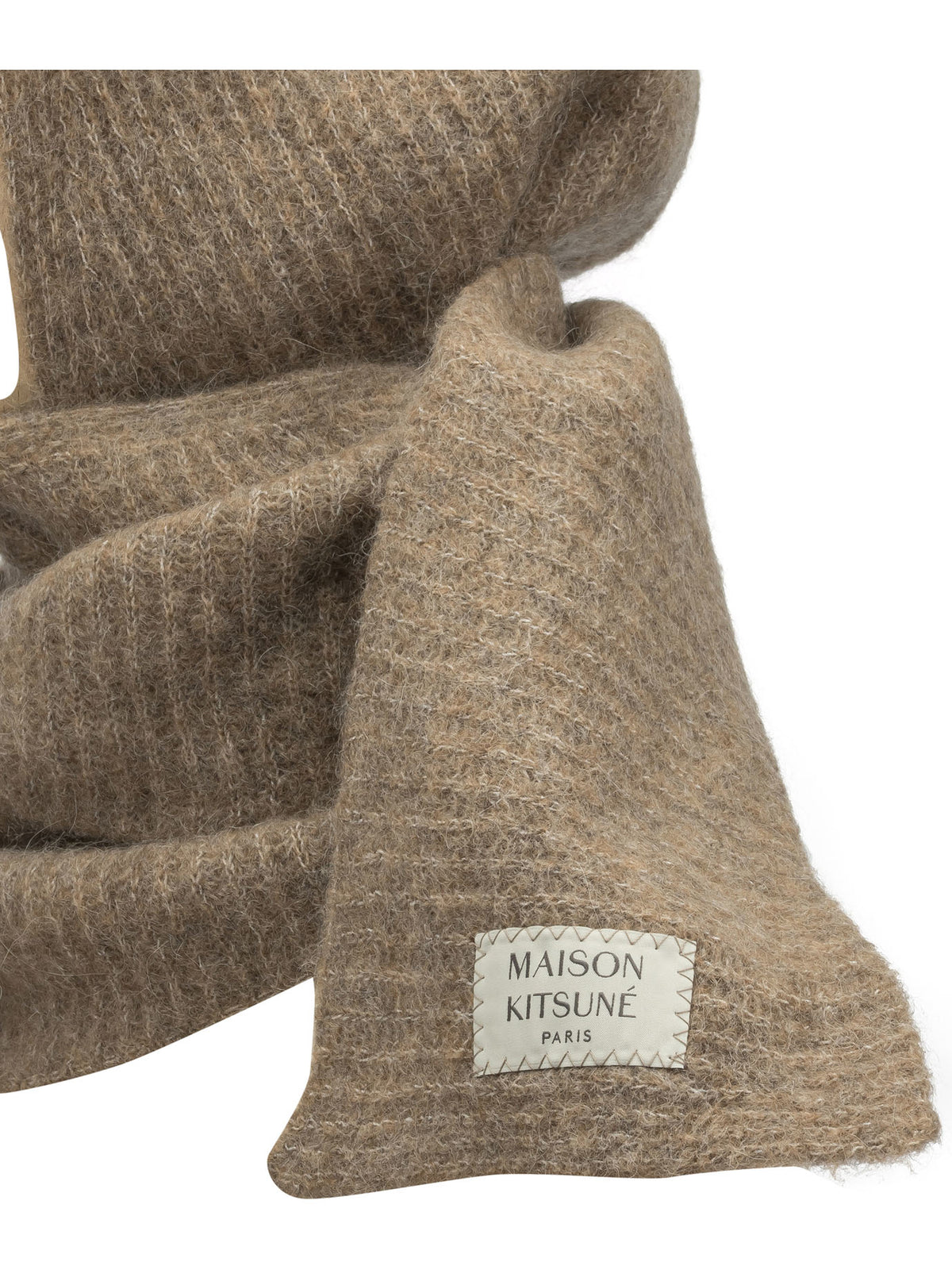 Maison Kitsuné Hooded Scarf with Logo - Brown