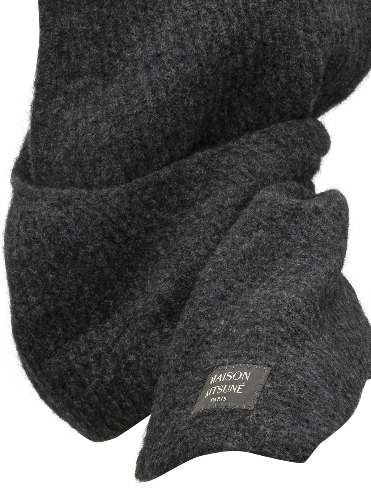 Maison Kitsuné Hooded Scarf with Logo - Grey