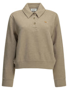 Maison Kitsuné "Baby Fox" Polo-Collar Sweatshirt - Beige