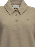 Maison Kitsuné "Baby Fox" Polo-Collar Sweatshirt - Beige