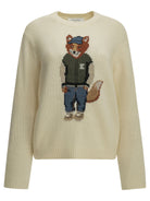 Maison Kitsuné "Dressed Fox" Crew-Neck Sweater - White
