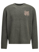 Maison Kitsuné "Fox Head" Crew-Neck Sweater - Grey
