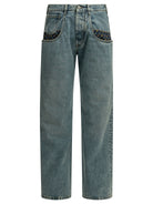 Maison Margiela "Boyfriend Paisley" Wide-Leg Jeans - Light Blue