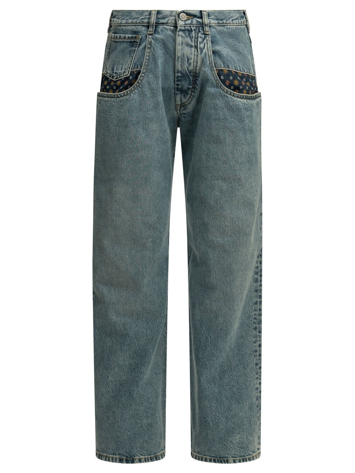 Maison Margiela "Boyfriend Paisley" Wide-Leg Jeans - Light Blue