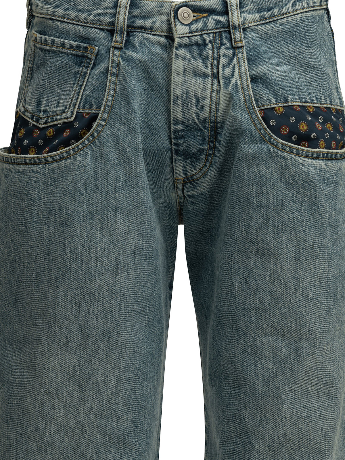 Maison Margiela "Boyfriend Paisley" Wide-Leg Jeans - Light Blue