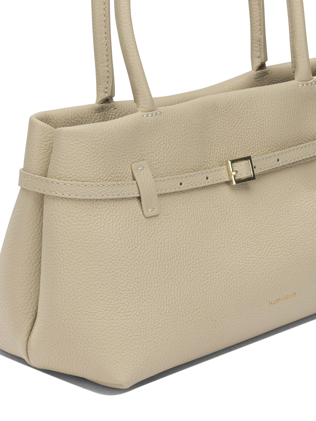 Manu Atelier "Le Cambon East West" Medium Shoulder Bag - White