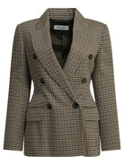 Max Mara Double-breasted houndstooth blazer - Brown