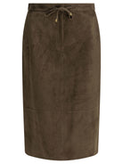 Max Mara Studio Suede leather midi skirt - Brown