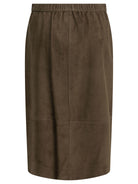 Max Mara Studio Suede leather midi skirt - Brown
