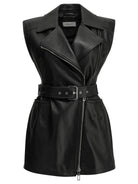 Max Mara Sportmax Sleeveless leather jacket - Black