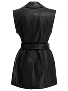 Max Mara Sportmax Sleeveless leather jacket - Black
