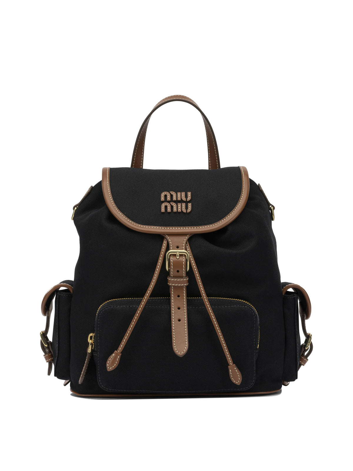 Miu Miu Hemp and leather backpack - Black