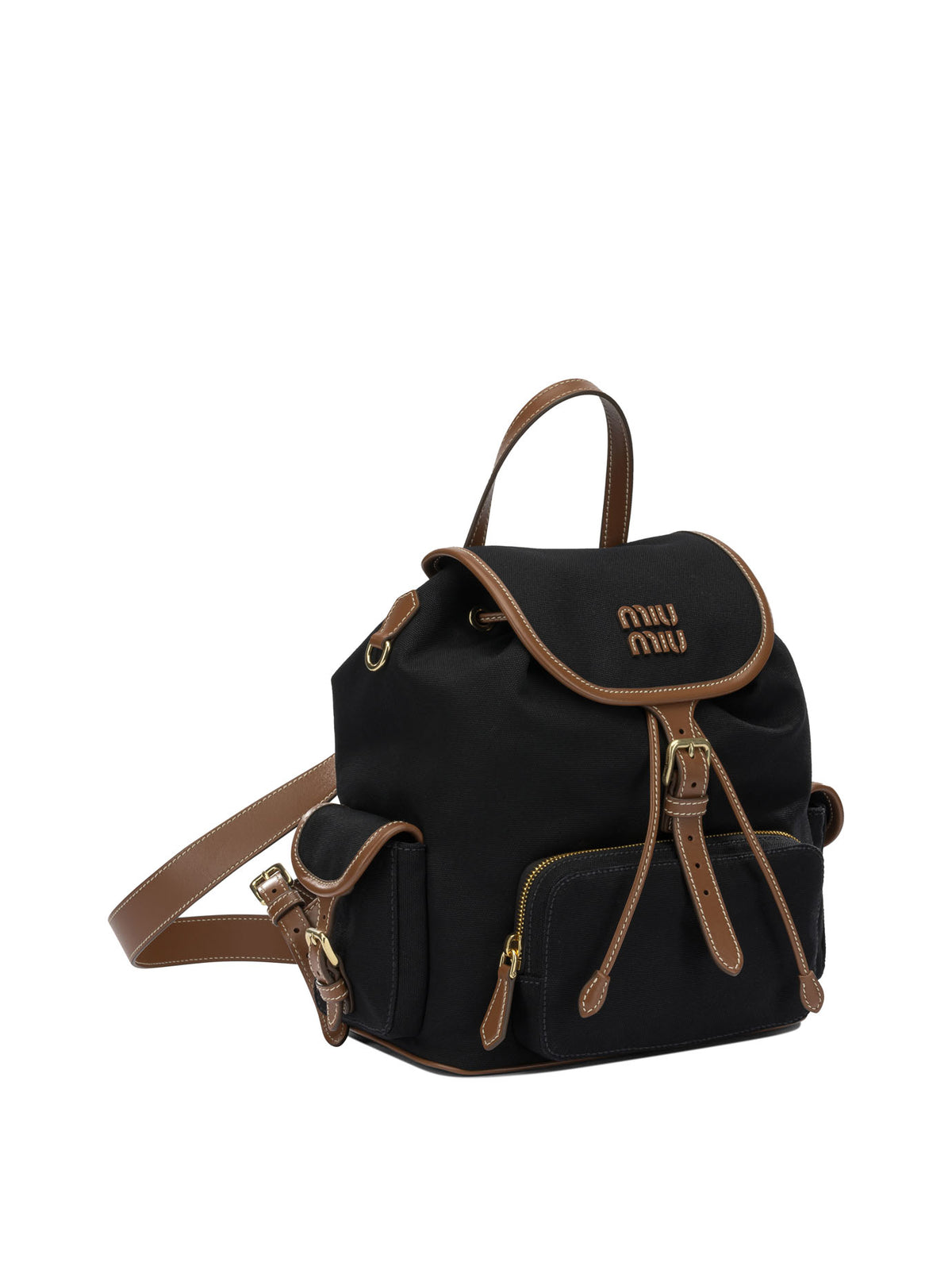 Miu Miu Hemp and leather backpack - Black