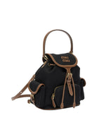 Miu Miu Canvas and leather backpack with logo - Black