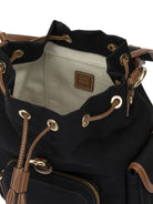 Miu Miu Canvas and leather backpack with logo - Black