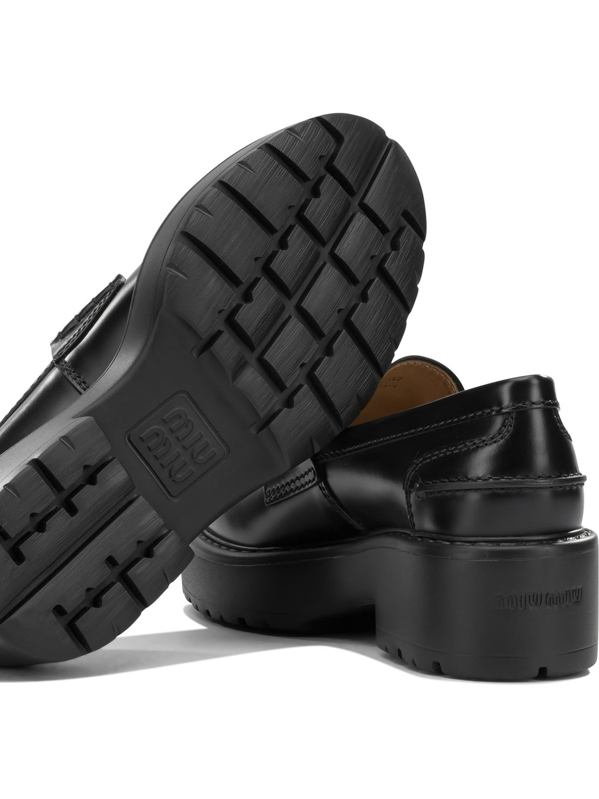 Miu Miu Brushed-leather loafers - Black