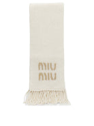 Miu Miu Merino Wool Fringed Scarf - White