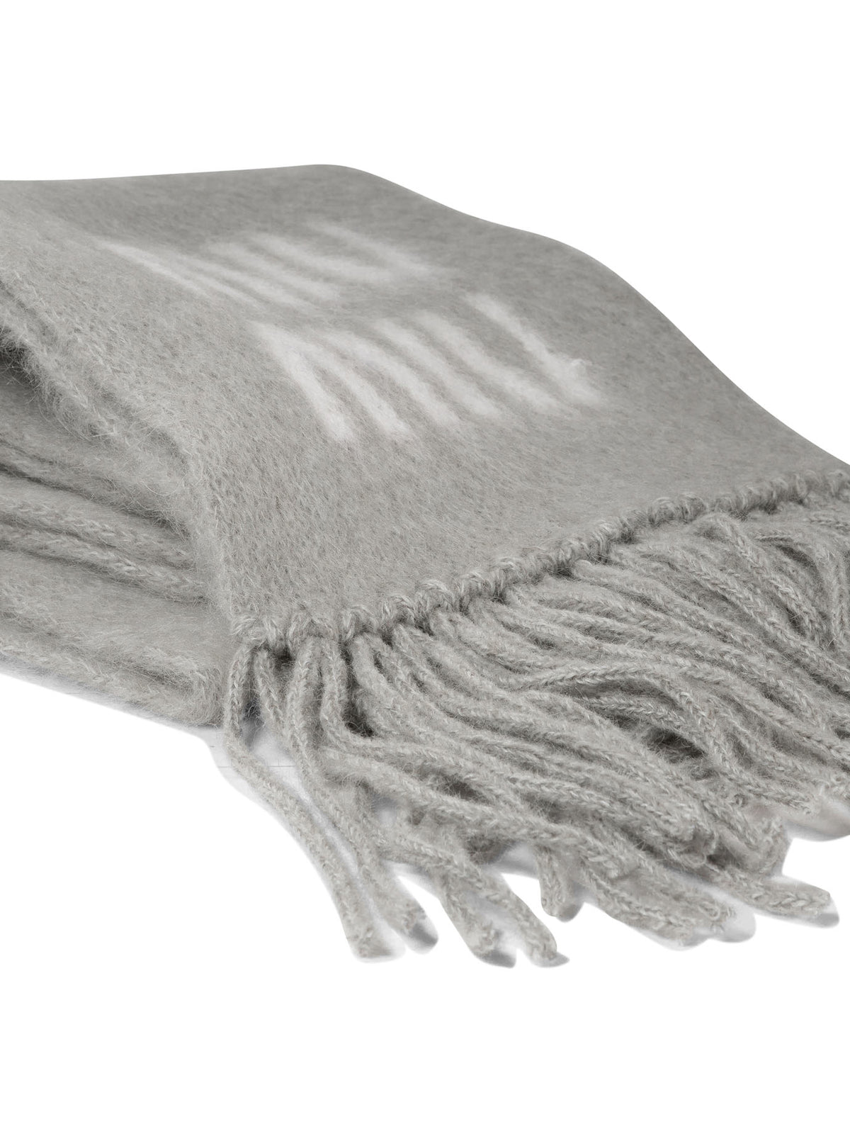 Miu Miu Merino Wool Fringed Scarf - Grey