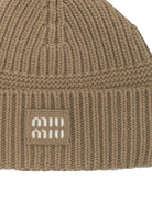 Miu Miu Wool and cashmere beanie with logo - Beige