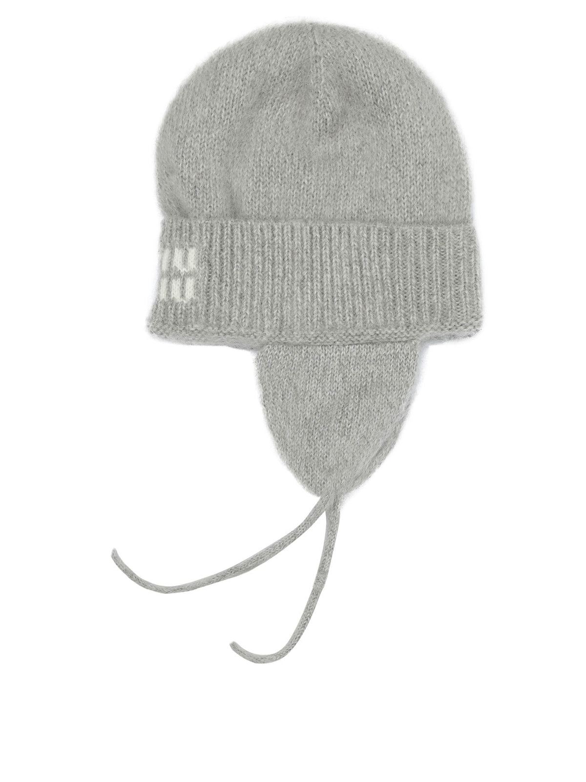 Miu Miu Beanie with earflaps and logo - Grey