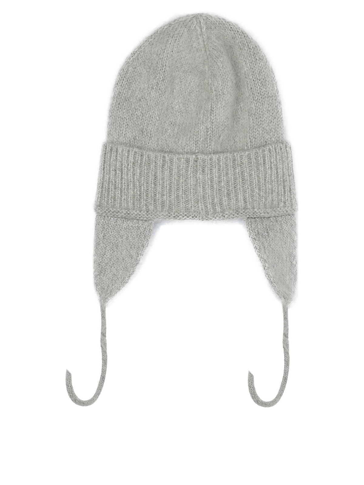 Miu Miu Beanie with earflaps and logo - Grey