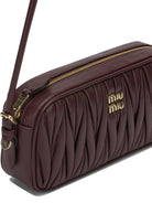 Miu Miu Small Quilted Leather Shoulder Bag - Burgundy