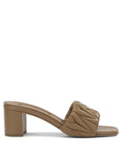 Miu Miu Matelassé leather heeled sandals - Brown