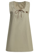 Miu Miu Short a-line dress with logo - Beige