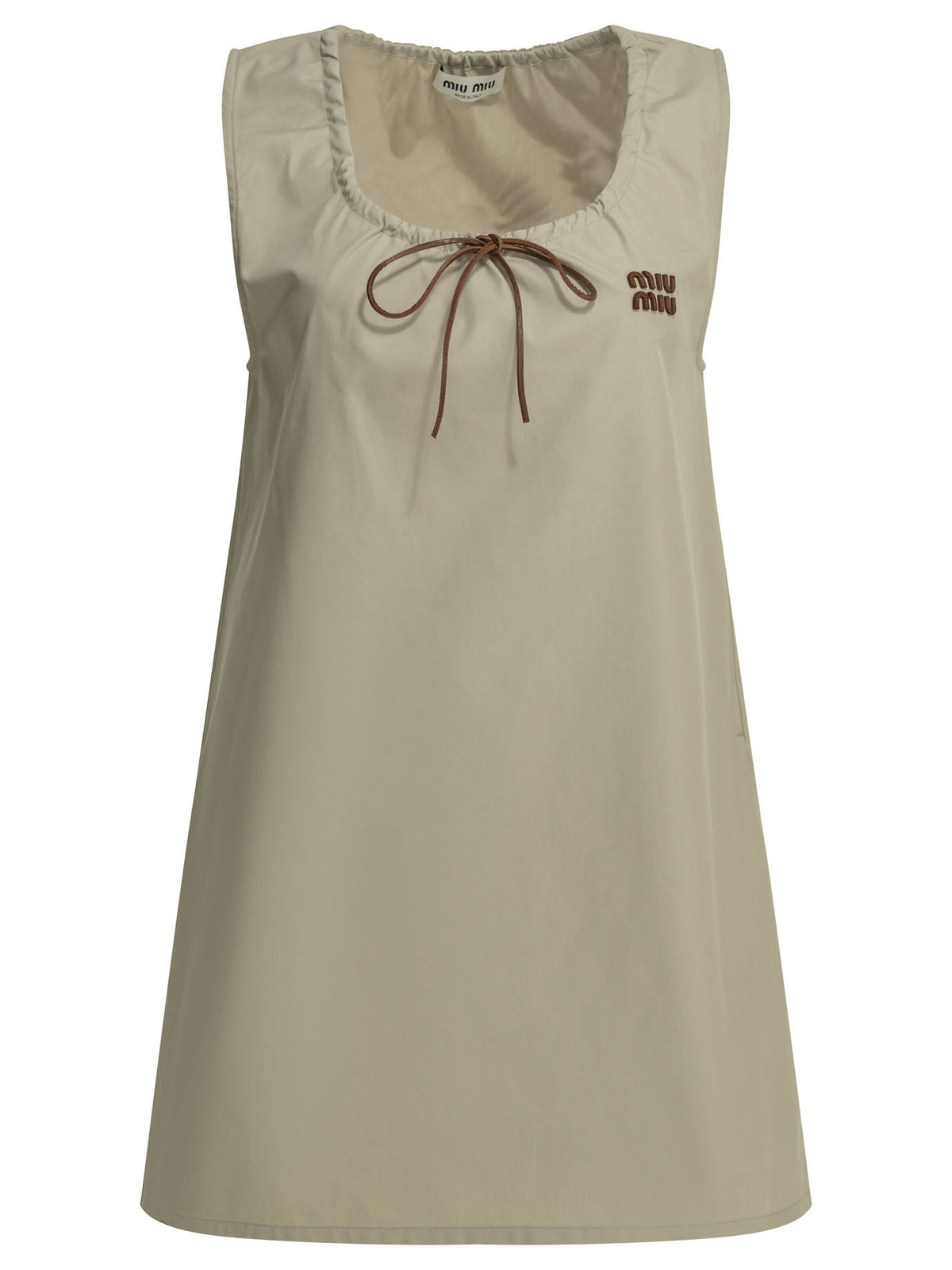 Miu Miu Short a-line dress with logo - Beige