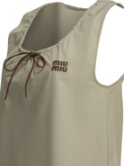 Miu Miu Short a-line dress with logo - Beige