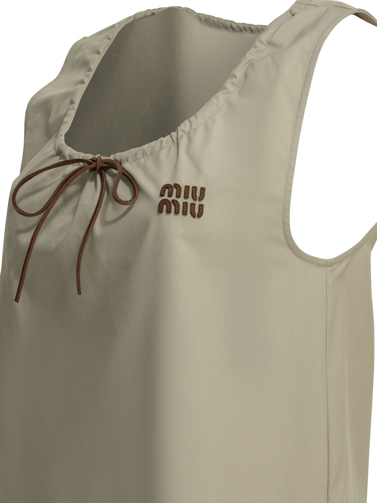 Miu Miu Short a-line dress with logo - Beige