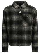 Moncler Checkered Overshirt Jacket with Logo - Black