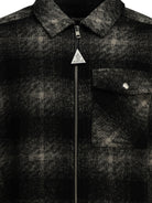 Moncler Checkered Overshirt Jacket with Logo - Black