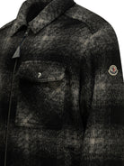 Moncler Checkered Overshirt Jacket with Logo - Black