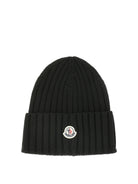 Moncler Wool beanie with logo - Black