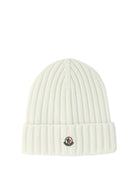 Moncler Wool beanie with logo - White