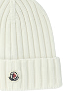 Moncler Wool beanie with logo - White