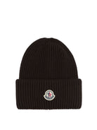 Moncler Wool and cashmere beanie with logo - Brown