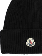 Moncler Wool and cashmere beanie with logo - Black