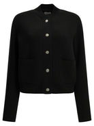 Moncler Wool Cardigan with Logo - Black
