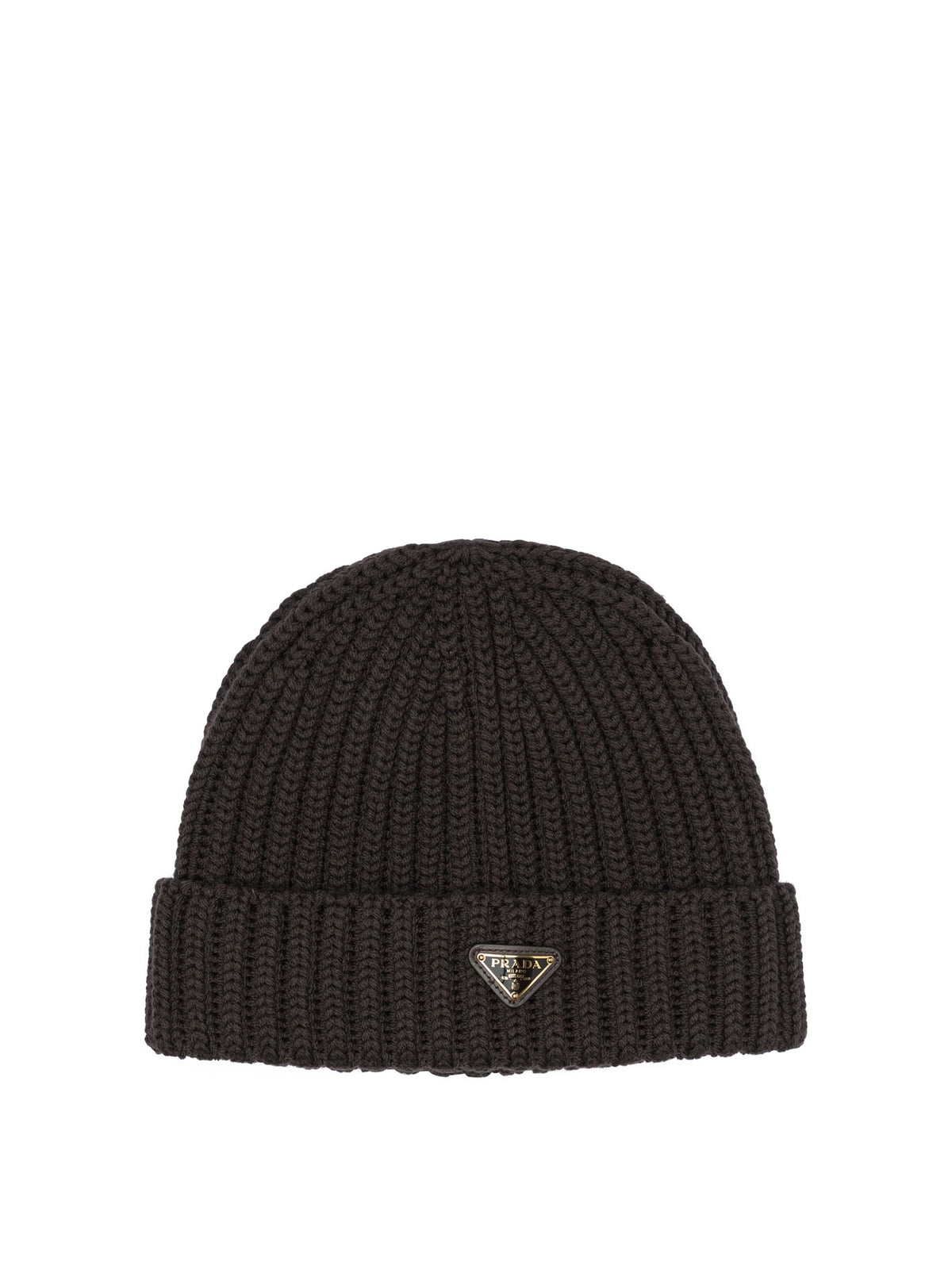 Prada Wool beanie with logo - Brown