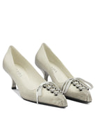 Prada Antique-Finish Leather Pumps - White